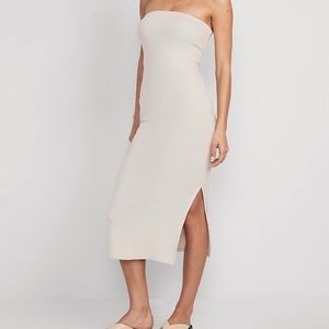 Strapless cream dress